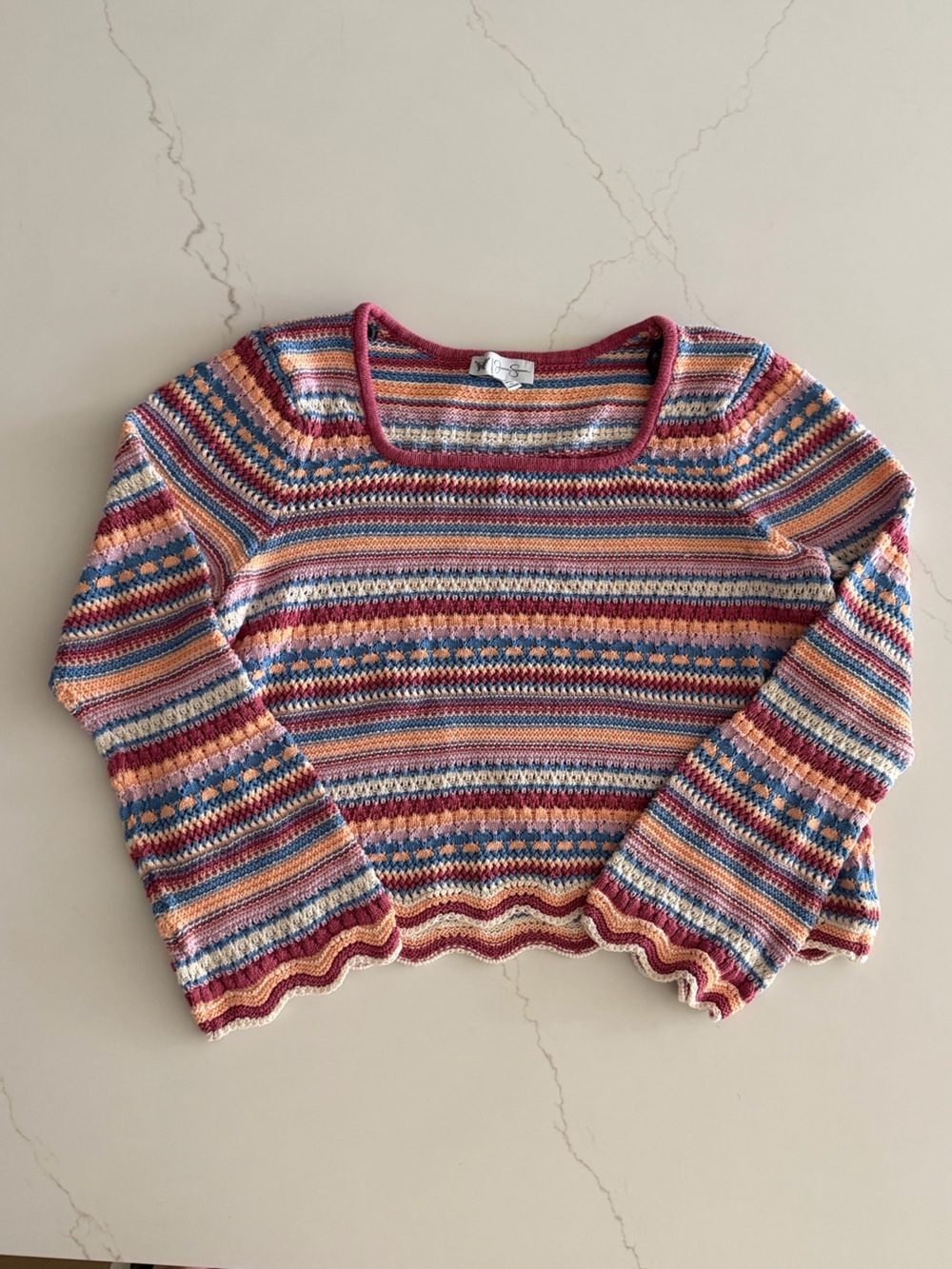 Jessica Simpson Multicolor Striped Scoop-Neck Sweater